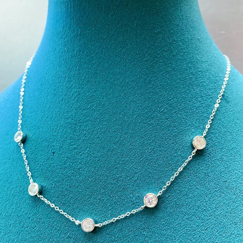 D Цвет 2,5 CT VVS1 настоящий муассанит ожерелья для женщин Роскошное ожерелье-цепочка из стерлингового серебра 925 пробы свадебный подарок