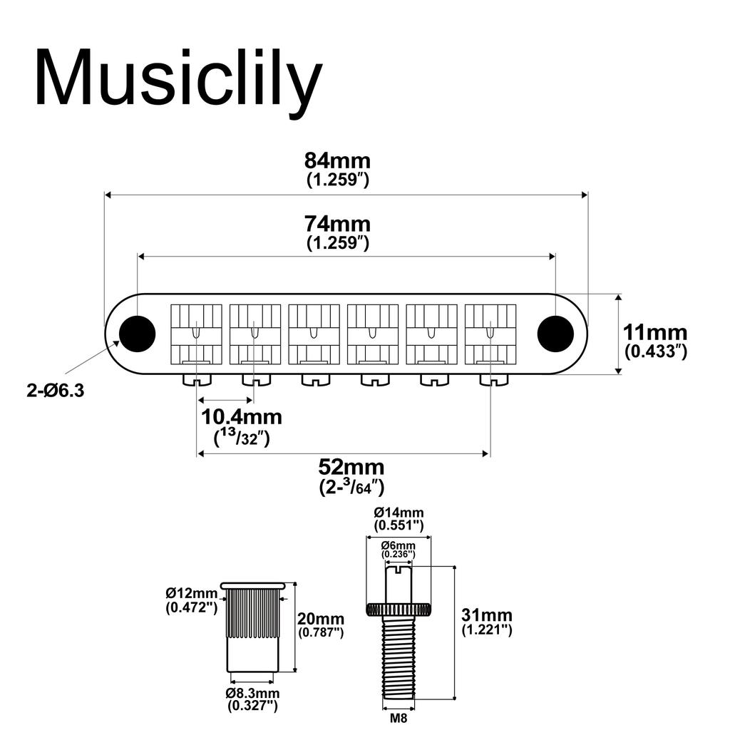 Musiclily Pro Bridge for Epiphone Les Paul Electric Gold 10.4mm Tune-O-Matic SG-Style Guitars,