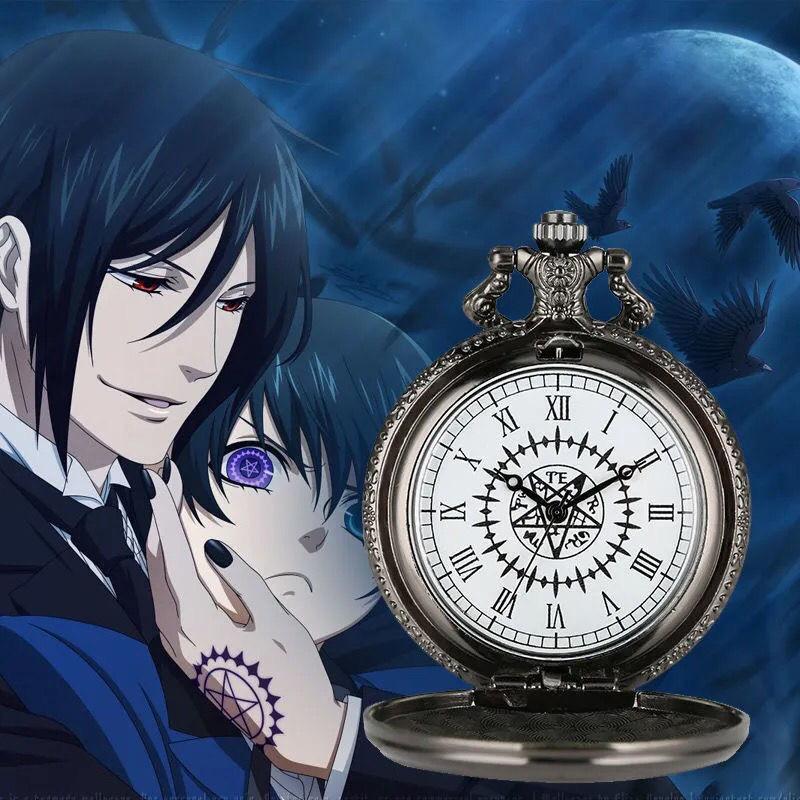 Anime Black Butler Cosplay Sebastian Pocket Watch Kuroshitsuji Clock Pendant for Men Women Gift