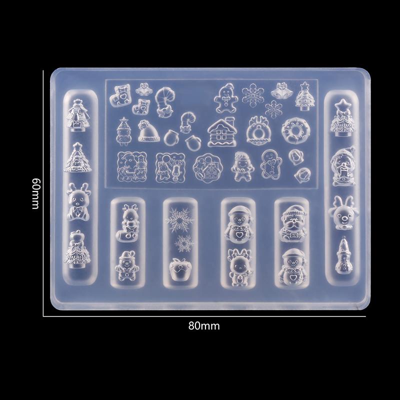 Рождественский снеговик, рождественская елка, 3D форма для ногтей, снежинки, снеговики, украшения для ногтей, DIY дизайн, силиконовая форма для маникюра, нейл-арт