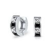 Small Square Princess Cut Black White CZ Channel Set Huggie Hoop Earrings for Women Men Cubic Zirconia Sterling Silver .925
