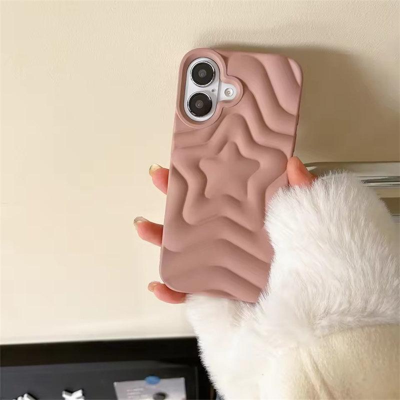 3D Роскошный матовый чехол для телефона Star для iPhone 16 15 14 13 Pro Max Plus с бампером для камеры, сплошной чехол на заднюю панель цвета конфет