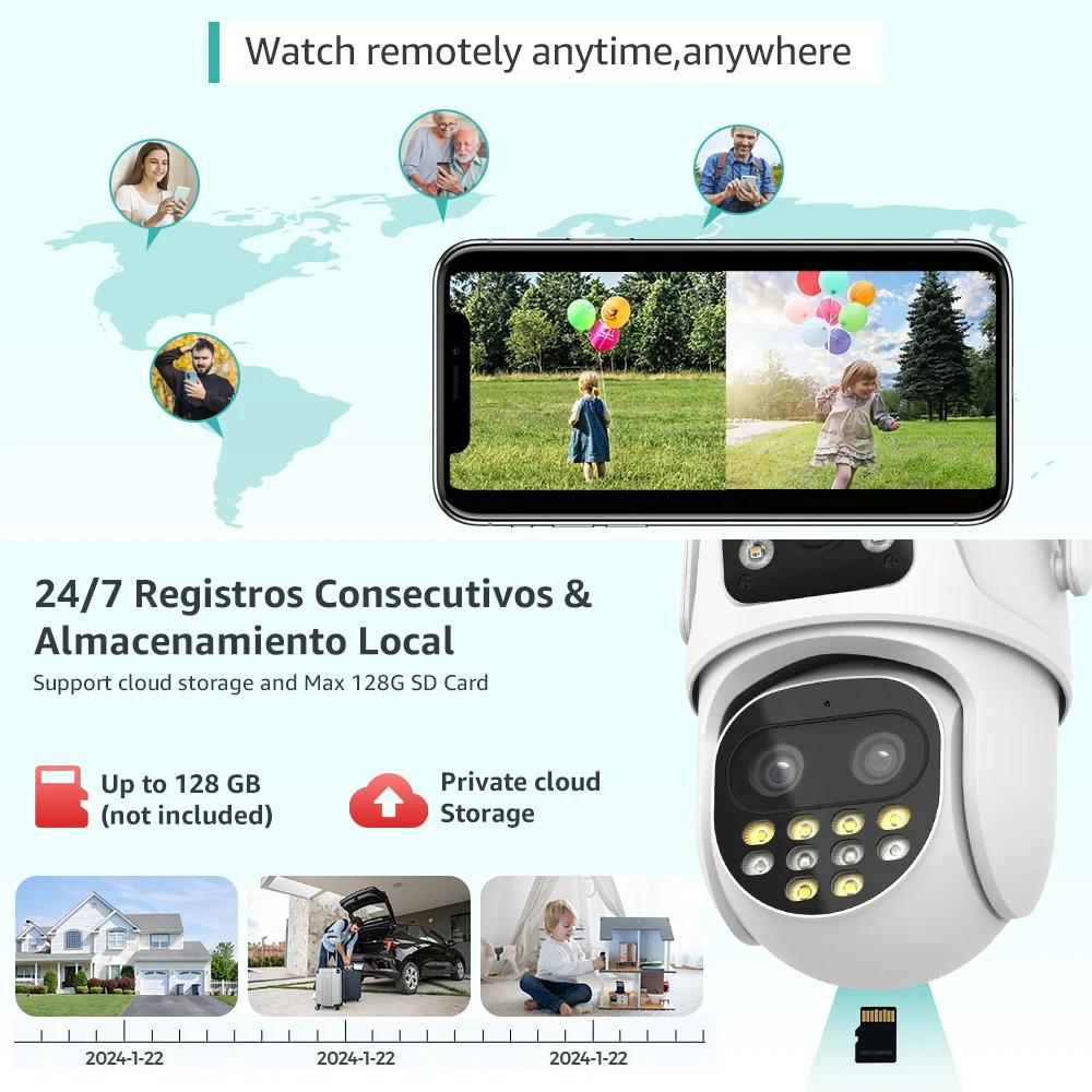 5K 9MP Wifi PTZ наружная камера с 8-кратным зумом и автоматическим слежением HD с тремя объективами и двумя экранами CCTV камера видеонаблюдения ICsee