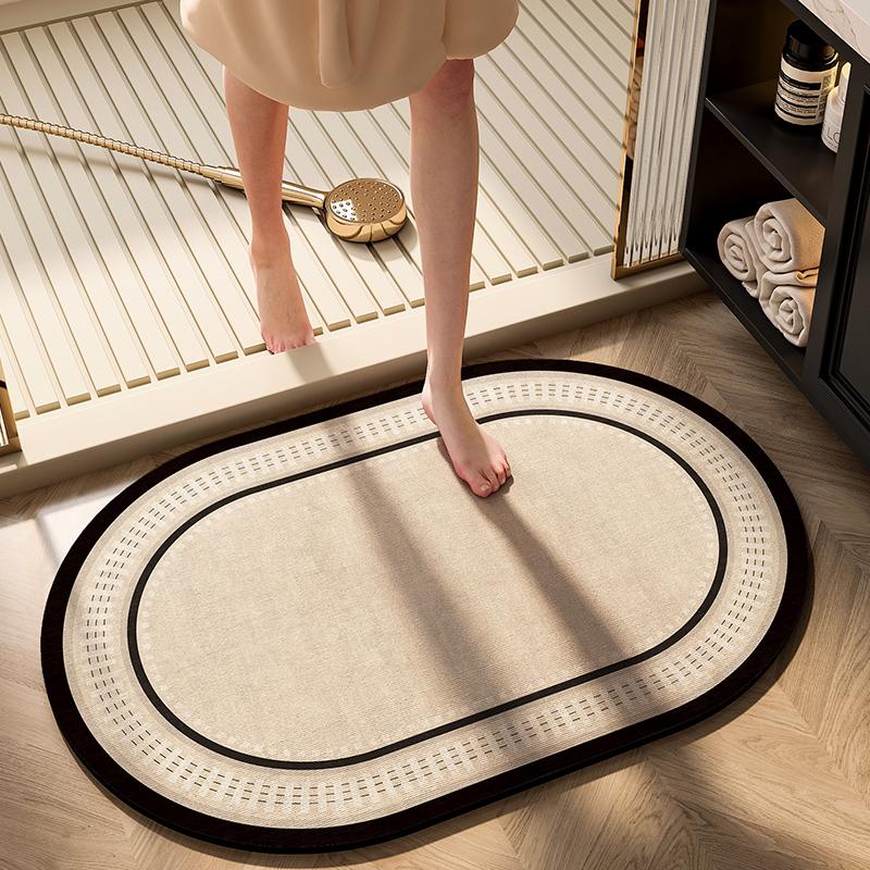 Bathroom Water Absorbing Floor Mat - Anti-slip Toilet Shower Room Special Cleaning Diatomite Carpet Home Decoration