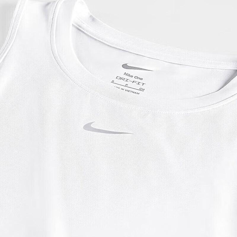 Nike Классическая майка без рукавов Dri-FIT однотонная с логотипом, удобная, повседневная, женская, топы, белая, черная, FN2846100