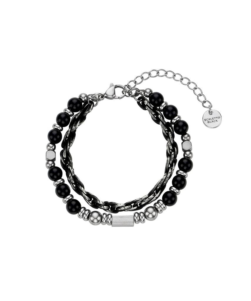 Браслет Scalettoblack Urm014 из многослойной цепи и камней