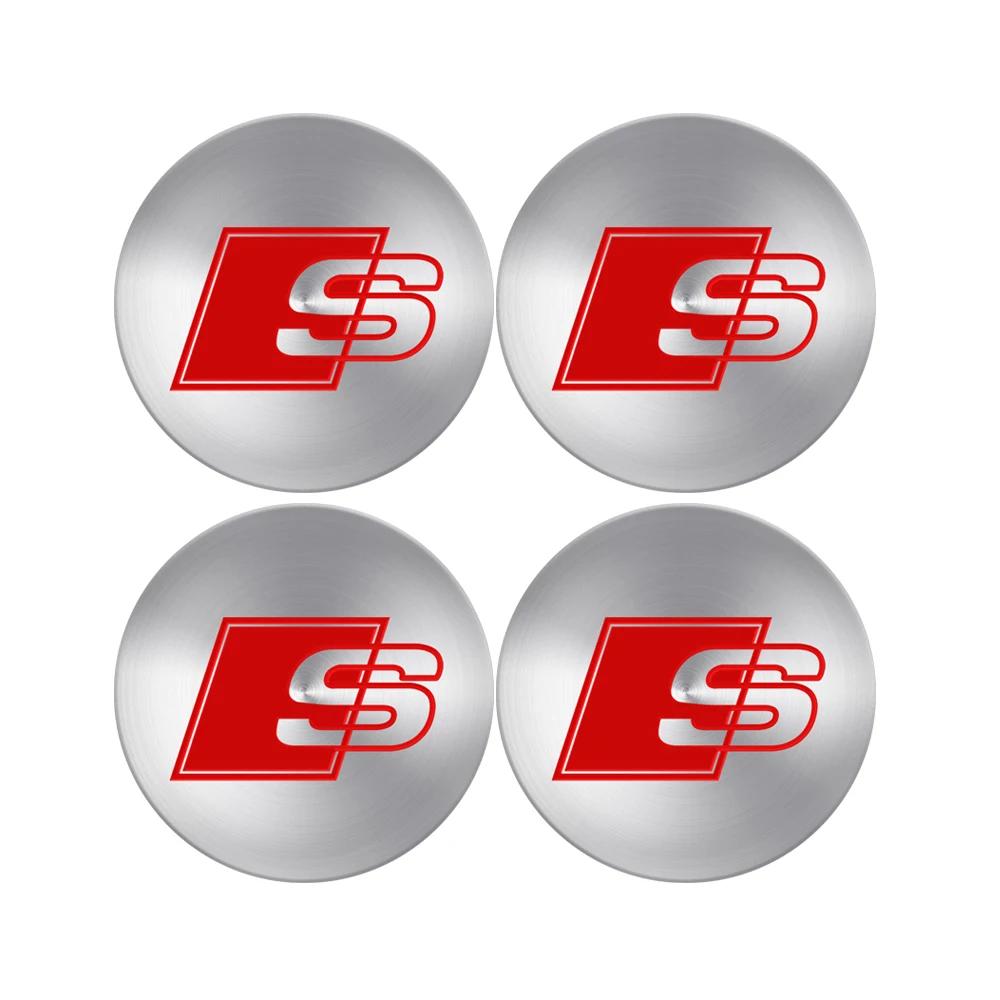 4pcs Set of Wheel Center Caps Stickers Car Hub Covers for Audi S RS A3 A4 B8 A6 A5 Q5 A7 - Multiple Sizes 56/60/63/65/68mm