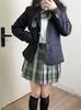 Sivrusn High School Girl Uniform Blazer and Checkered School Cosplay Costume for Perfect for Entrance Cultural and School Size Small 5-Piece Set,