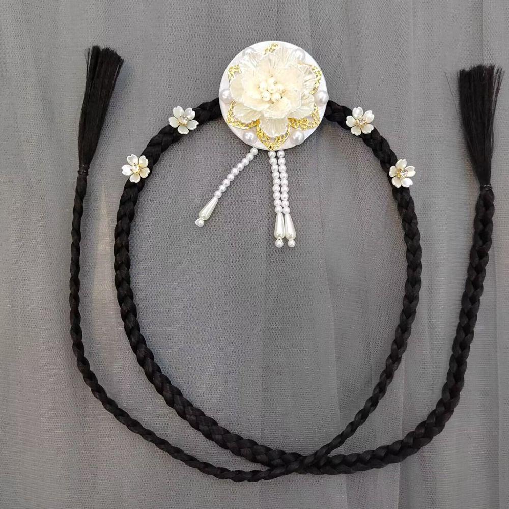 Pearl Hanbok Wig Headdress Tassel Stage Dance Hair Hoop Retro Korea Ethnic Style Hairband Court
