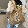 2025 New Straw Plaited Woven Women's Roomy Bag Casual Versatile Single Shoulder Bag High Capacity Seaside Beach Bag Vacation Commuter Large Tote Bag