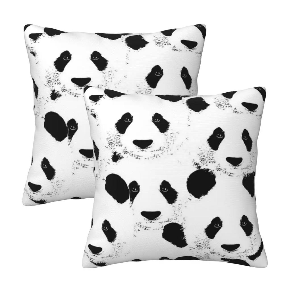 Panda Cute Animal 2 pcs Square Pillowcase Pillow Cover Cushion Zip Decorative Comfort Throw Pillow for Home Car