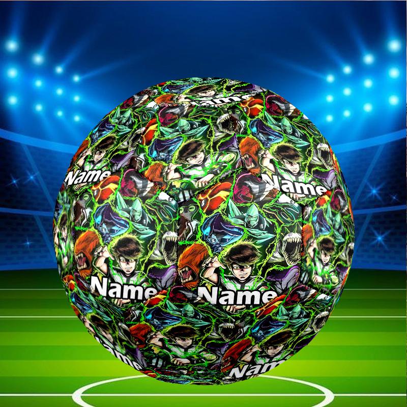 Custom Name Personalized Ben 10 Cartoon Print Size 5 Soccer Ball Training & Match Football, for Team, Kicking, Gift for Football