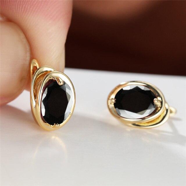 Серьги с разноцветными овальными камнями из циркония, винтажные золотые свадебные серьги, простые модные серьги-кольца с радужными кристаллами для женщин