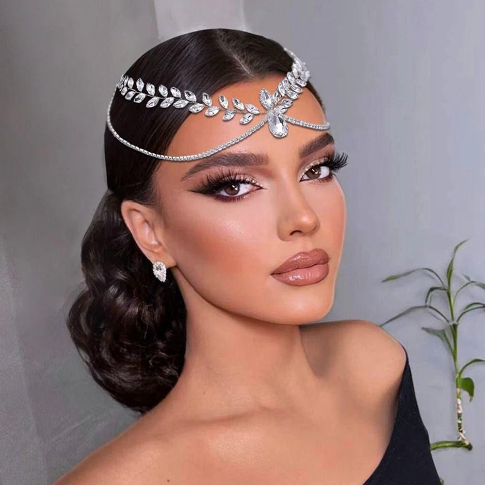 Exquisite Bride Forehead Head Chain Shining Woman Headwear Pageant Tiara  Dance Party