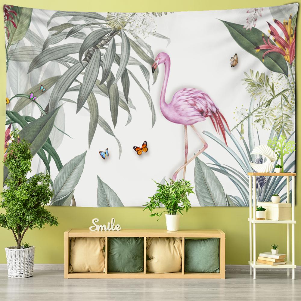Тропические растения, птицы, гобелены, настенные психоделические мистические животные, хиппи, тапиз, бохо, домашний декор для детской комнаты