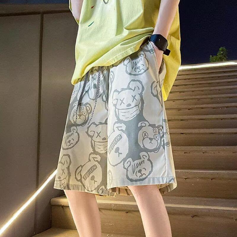 M-5XL Мужские трендовые шорты-карго Мужские шорты с принтом в виде букв на кармане Летние модные повседневные прямые шорты для мужчин