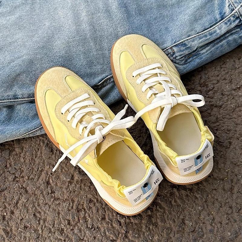 Кожаные женские новые балетки на шнуровке в стиле ретро, универсальные, легкие и дышащие спортивные маленькие белые туфли