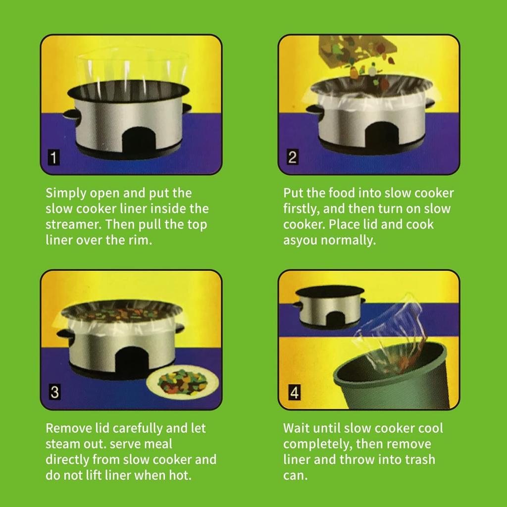ECOOPTS Slow Cooker Liners Disposable Cooking Bags Small Size Pot Liners Fit 1QT to 3QT Suitable for Oval & Round Pot (10)