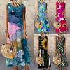 Women Boho Summer  Sleeveless Sling Printed Casual  Loose Long Dress