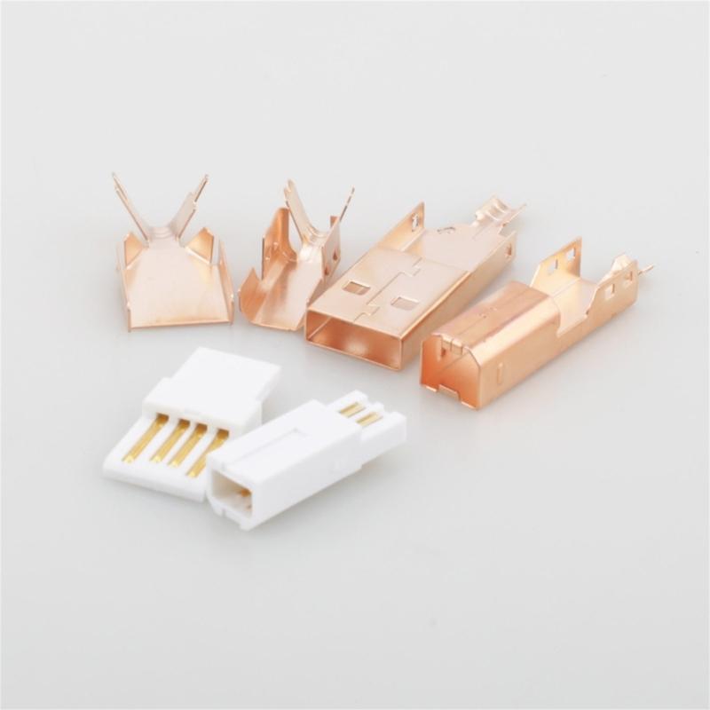 1Set Rose Gold USB A and B Jacks Connectors Supporting USB2.0 480Mbps Transfer for High Fidelities Sound Applications