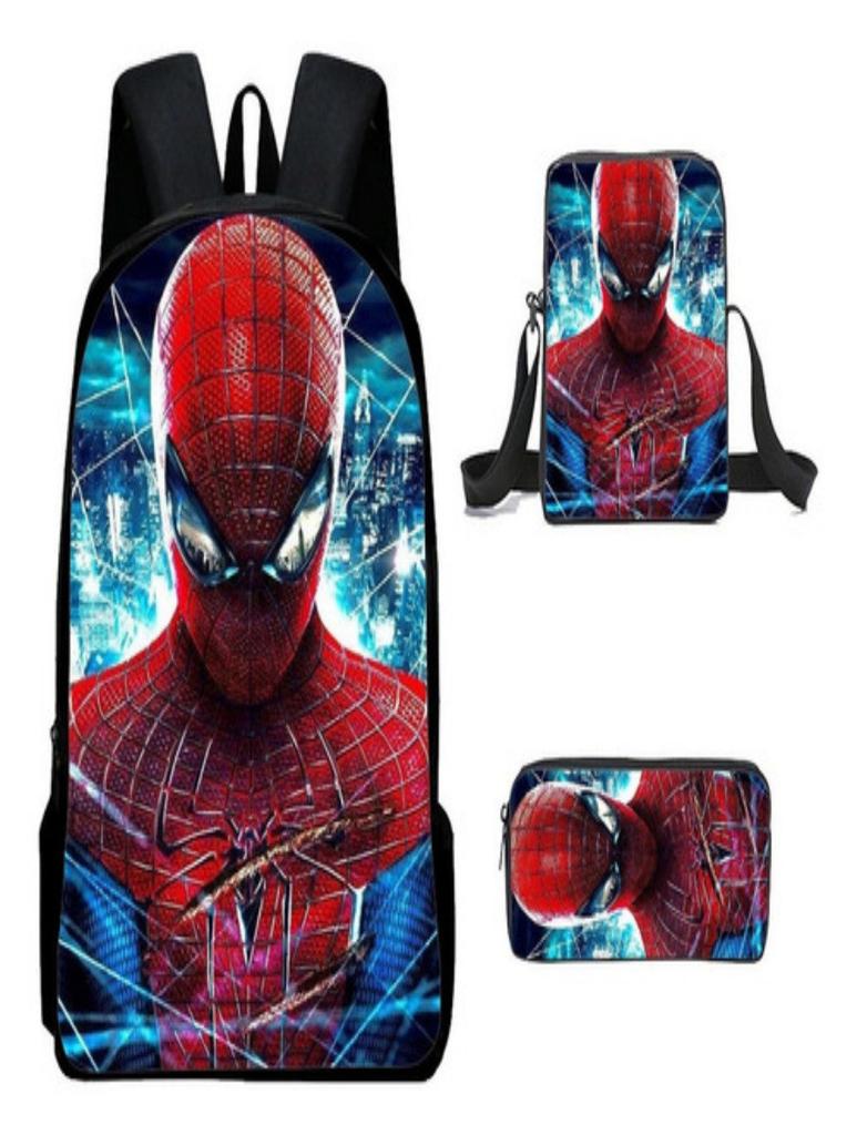 Spiderman School Backpack Set With Oxford Fabric Breathable Waterproof For Kids