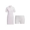 Solid Color Polo Button Short Sleeve Dress Women Dresses White HA0216