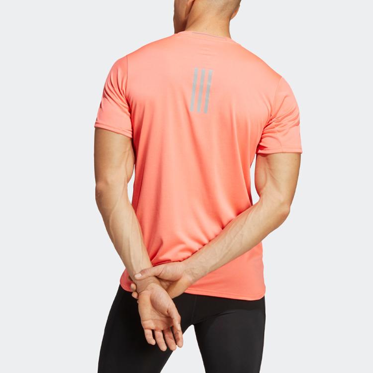 Adidas Designed 4 Reflective Striped Quick-Dry Sports Short Sleeve T-Shirt Men Tops Coral-Pink IB8943