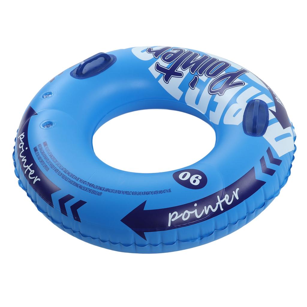 Inflatable Swimming Ring Thickened PVC Leakage Proof Double Valve Swim Tube with Handle for Pools Bathtubs Beaches Blue