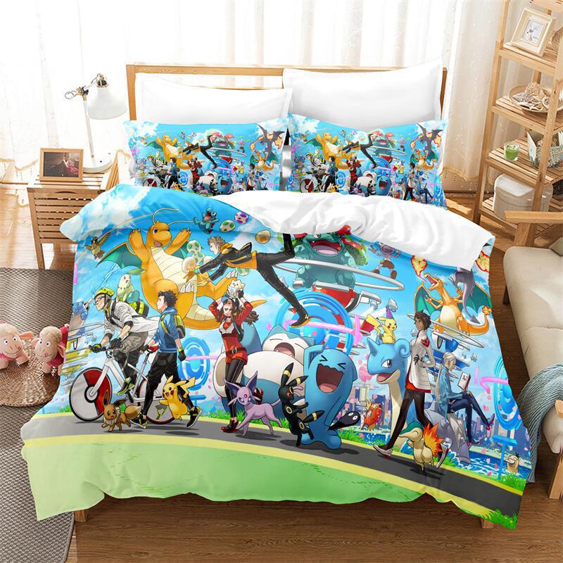 Cartoon Animation Digital Printing Bedding Quilt Cover Microfiber Polyester Cotton Three-Piece Set