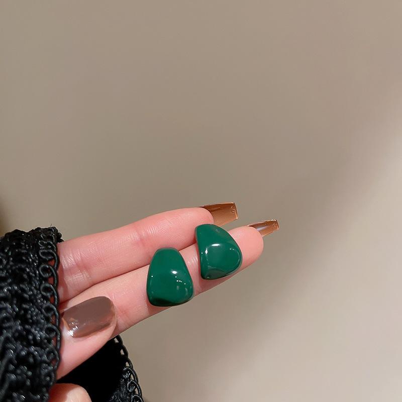 Модные зеленые серьги, геометрические полые круглые квадратные серьги-капли, металлические висячие серьги, женские ювелирные изделия