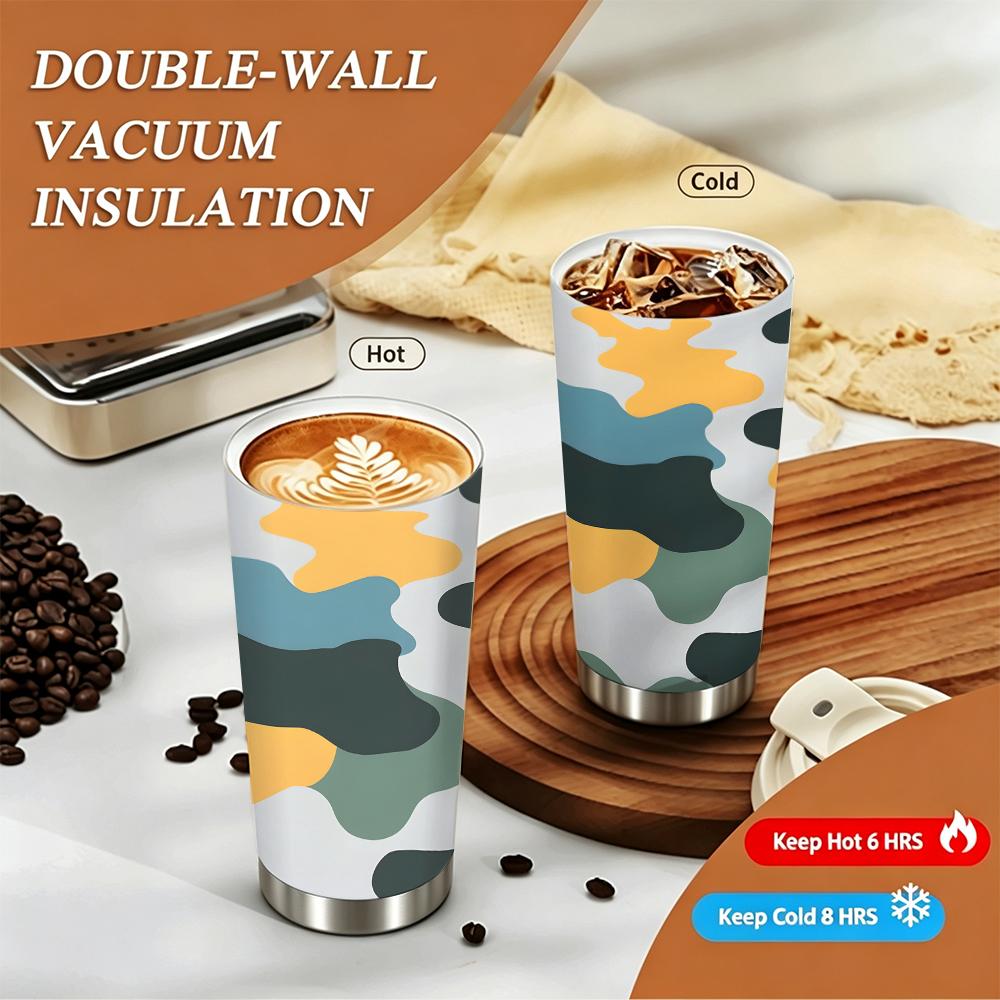 Abstract Colorful Camo Print Stainless Steel Insulated Coffee Tumbler Vacuum Travel Mug Reusable Cup for Office Outdoor Gift