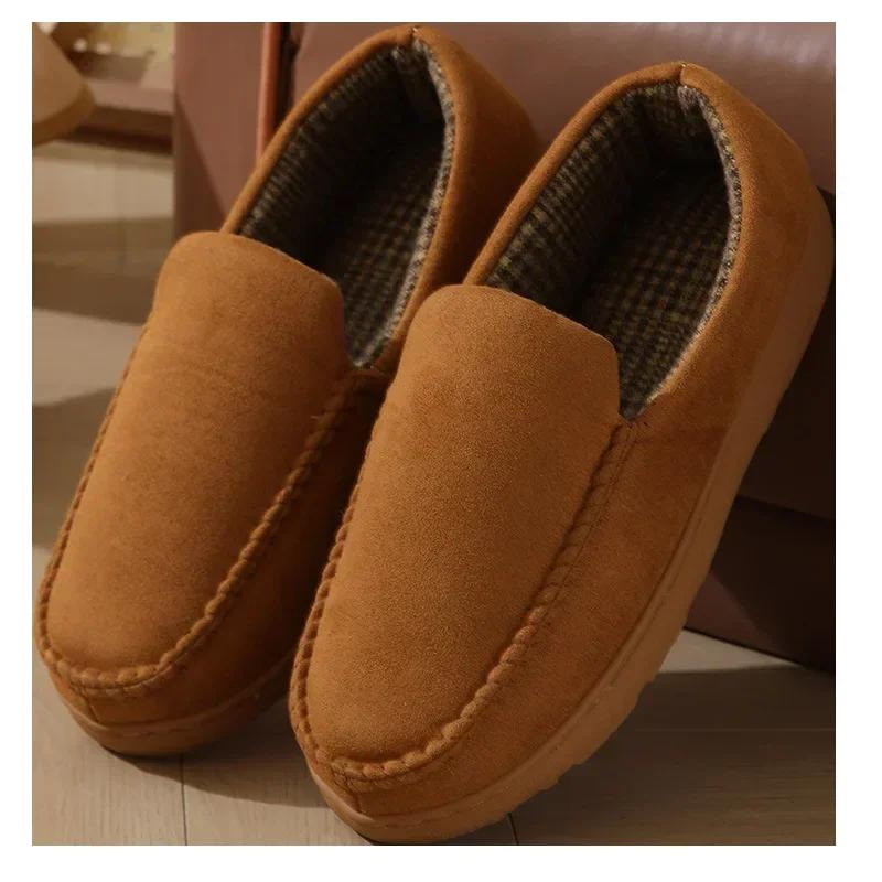 Хлопковые тапочки мужские зимние плюшевые тапочки домашние нескользящие удобные мягкие тапочки на толстой подошве из хлопка