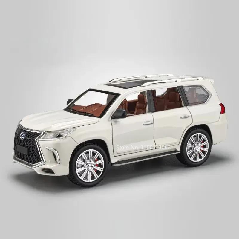 1:24 Металлические Миниатюрные Модели Автомобилей LX570 LX600 6 Дверей Открываются Внедорожник Внедорожник Литая Игрушка Игрушки со Световым и Музыкальным Сопровождением для Мальчиков Праздничные Подарки