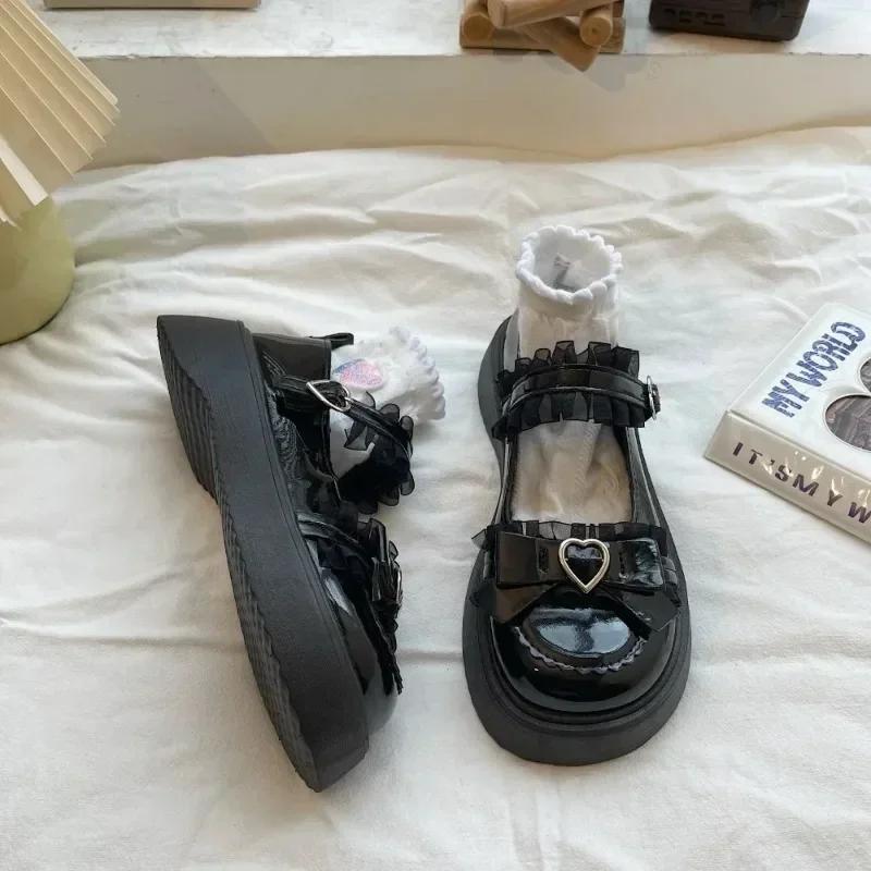 Fashion New Women's Mary Janes Shoes Spring Butterfly Knot Shallow Platform Shoes for Women Dress Students Women's Lolita Shoes Pumps