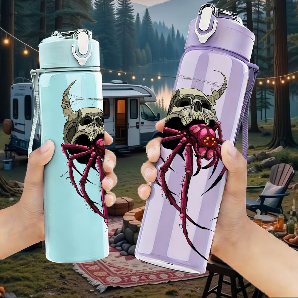1PC Creepy Long Leg Spider 750ml Color Plastic Sports Water Bottle Leakproof Flip Straw Lid Suitable for Sports Office Home Use