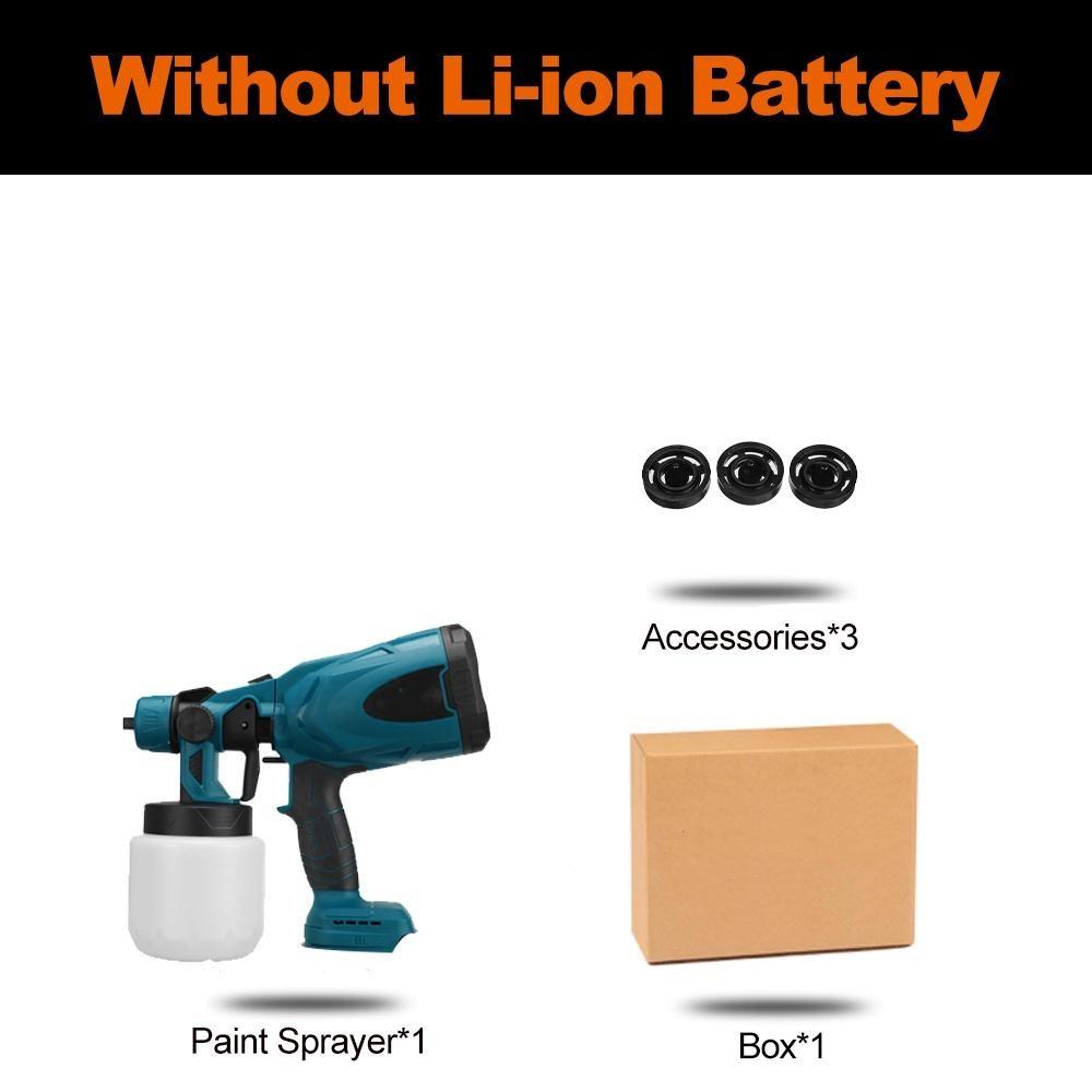 1500W 800ML 88VF Cordless Electric Spray Gun with 3Nozzle Flow Control Airbrush High Power Paint Sprayer