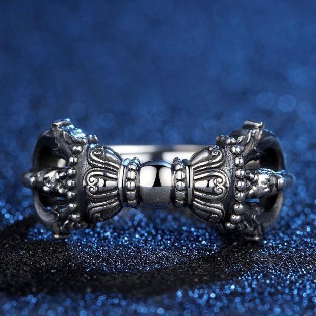 Vajra Ring for Men and Women Original Design Ethnic Style Tibetan Magic Weapon Subduing Magic Pestle Couple Ring