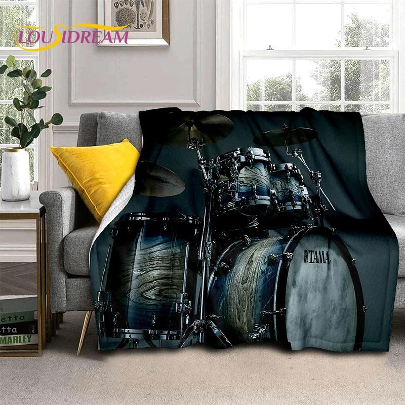 Music Instruments Drum Kit Drum Set Blanket,Soft Throw Blanket for Home Bedroom Bed Sofa Picnic Travel Office Cover Child Gift