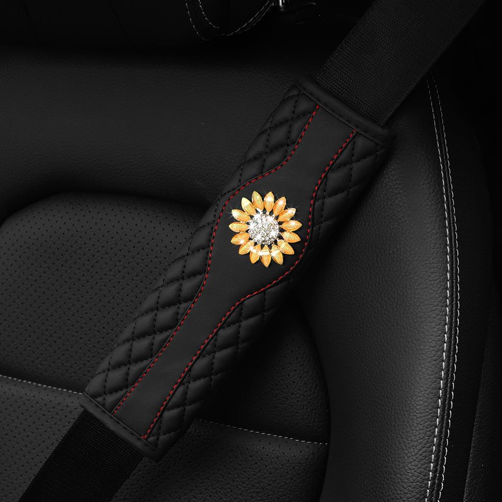 1 искусственная овчина вышитая дышащая с бриллиантовой инкрустацией цветок Блестящий ремень безопасности для автомобиля 9,05 дюйма автомобильные аксессуары для женщин