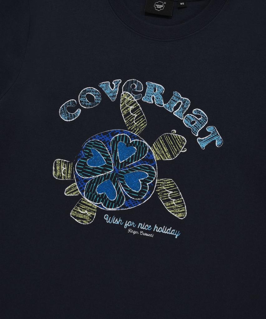 COVERNAT WOMAN Футболка с рисунком черепахи Navy
