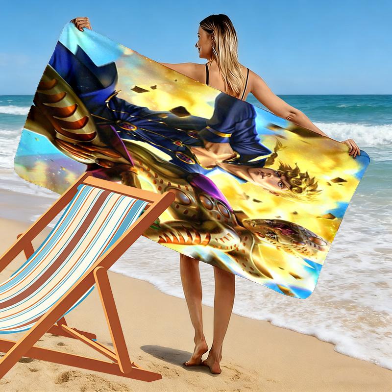 JoJo's Adventure: Vento Aureo beach towel Beach towel for vacation photos beach seaside swim quick-drying swim towel Fashion beach towel
