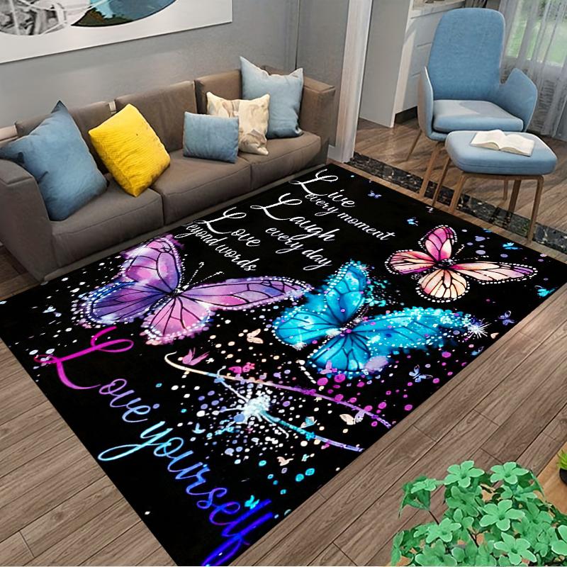 Butterfly Print carpet Set with Quotes carpet set (1 duvet cover, 2 pillowcases, duvet not included)