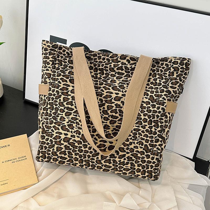 Большая вместительная сумка через плечо с леопардовым принтом, женская сумка-тоут, большая сумка для покупок, дорожная сумка