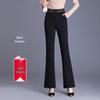 Women's Slim-Fit Micro-Flare High-Waisted Black Pants - Elegant, Stretchy, Slimming, and Leg-Lengthening; Perfect for Spring/Autumn.