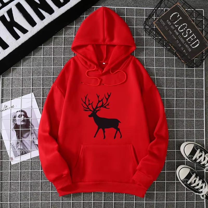 Warm Fleece Sweatshirt Nine-Color Deer Series Unisex Printed Sweatshirt Fleece Autumn And Winter Inner And Outer Wear CYXX346