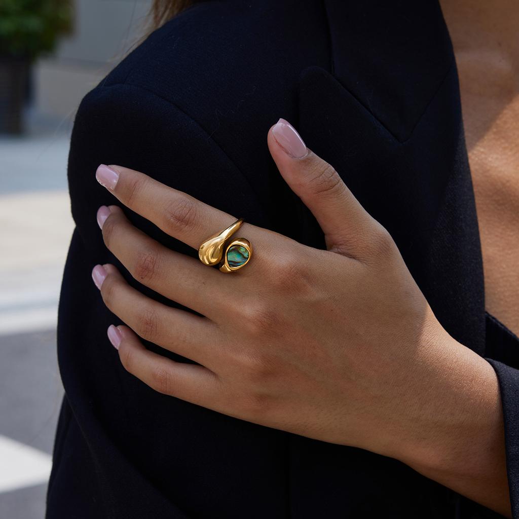 Yori 678# Кольцо-капля из ракушки, литое, для женщин, с покрытием PVD 18K, гипоаллергенное, ювелирный подарок, новое