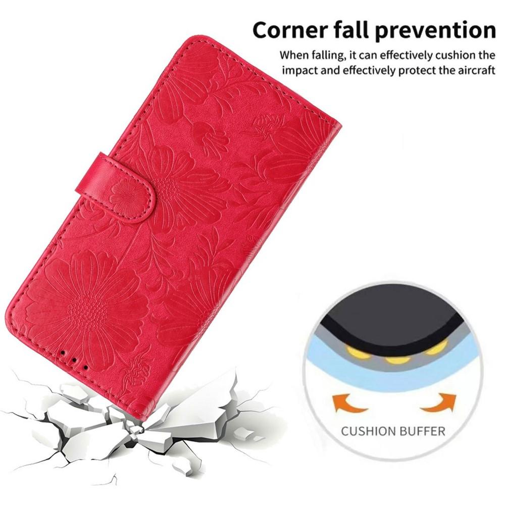 Wallet Case for Galaxy A16 - Leather/PU, Red, With Lanyard