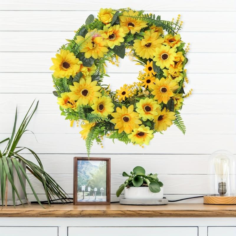 Artificial Sunflowers Wreath for Front Door Farmhouses Wedding Holiday Decorations, Front Door Wreath Spring Wreath