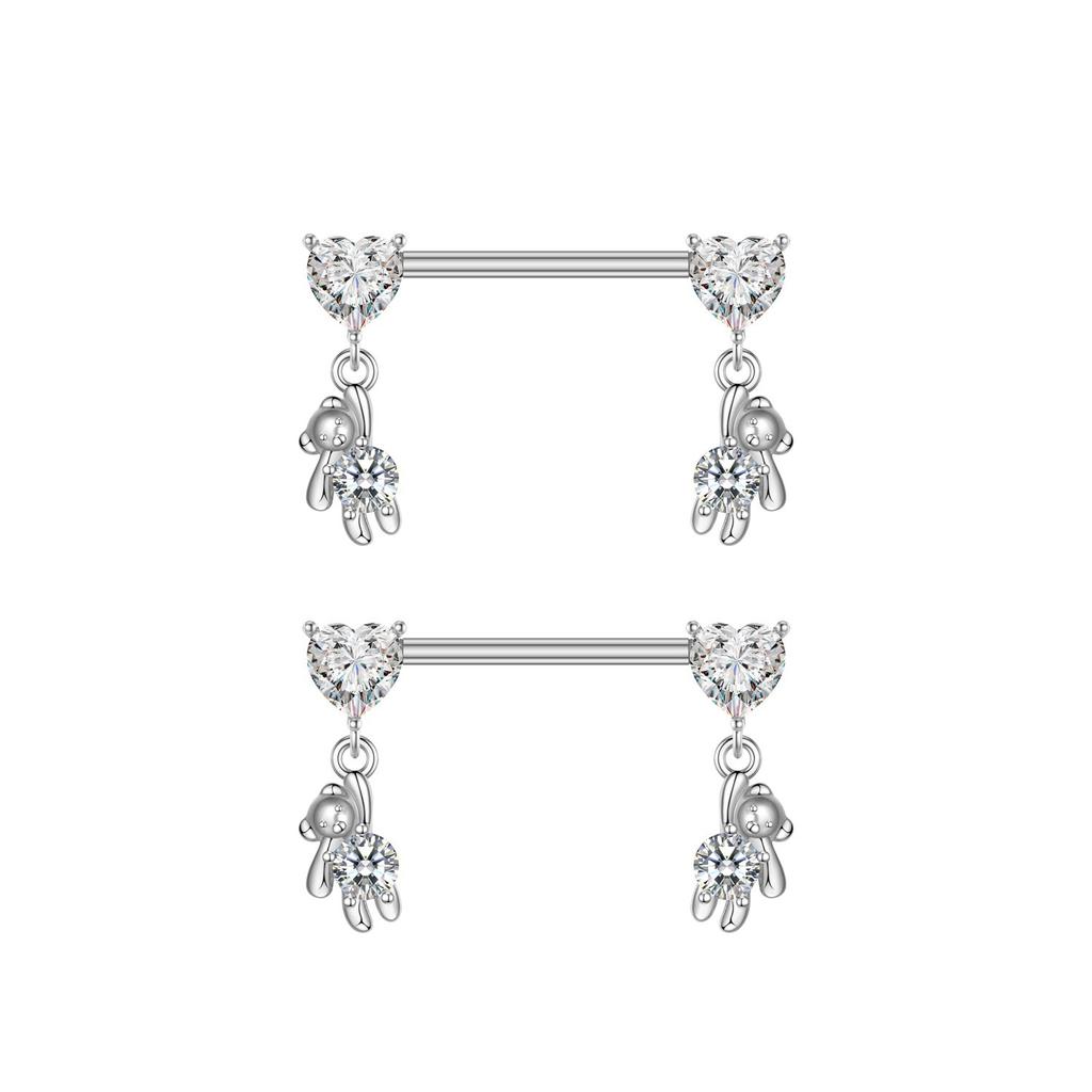 2 шт., милый медведь, бабочка, висячие пирсинг сосков, нержавеющая сталь, крест, звезда, подвесной щит для сосков, штанга для женщин, кольца для сосков