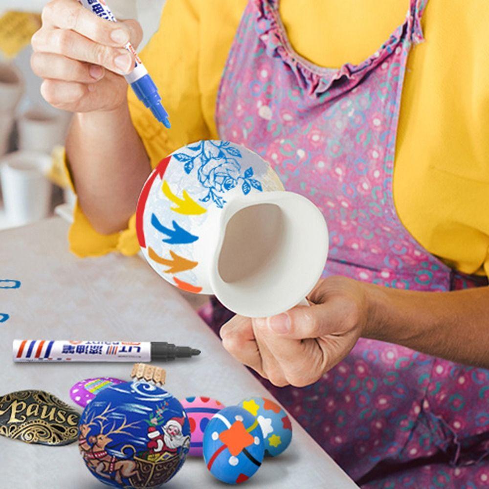 12 Colors Metal Paint Pen Colorful Oil-based Colored Drawing Marker Multi-purpose Brush Pen Tire